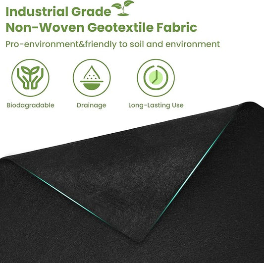 Professional 8oz Geotextile Weed Barrier Fabric - Heavy Duty Landscape Fabric for Gardening, Landscaping, Weed Fabric, Eco Friendly (3x100ft,Non Woven)
