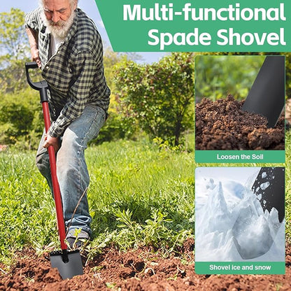 Garden Shovel, Heavy Duty Metal Tool for Digging and Transplanting, 49 Inch Sandblasting Process Design, D Handle, Garden Spade for Snow Shoveling.