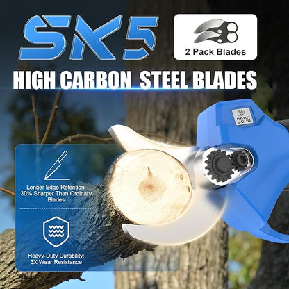 AZZUNO 20V Cordless Electric Pruning Shears: 1.1 Inch Brushless Pruner with LCD Display & SK5 Blades, Portable Branch Cutter for Gardening Tree Trimming (2Pcs 2.0Ah Batteries and Charger Included)