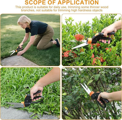Heavy-Duty Lopper, 360° Rotating Grass Shears & Retractable Pruning Saw | Complete Branch Cutting & Lawn Care Kit,3PCS