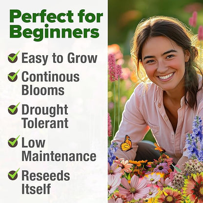 HOME GROWN Cosmos Flower Seeds 8,000 & Premium Monarch Butterfly Wildflower Seeds Mix 20000