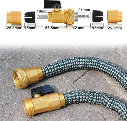 Garden telescopic hose end adapter with shut off Valve,Garden retractable hose end Fittings Kit,Repair Connector,Garden hose Brass Shut Off Valve (2 Set)