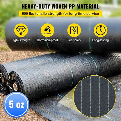 Happybuy Driveway Fabric, 13x60ft Commercial Grade Landscape Fabric, Garden Weed Barrier Fabric Heavy Duty, Geotextile Fabric Underlayment Gravel, Ground Cover Drainage Fabric, Weed Mat Cloth