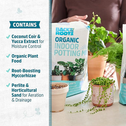 Back to The Roots 100% Organic Indoor Potting Mix (Value 12 Quart) | Promotes Healthy Houseplant Growth| Made in The USA