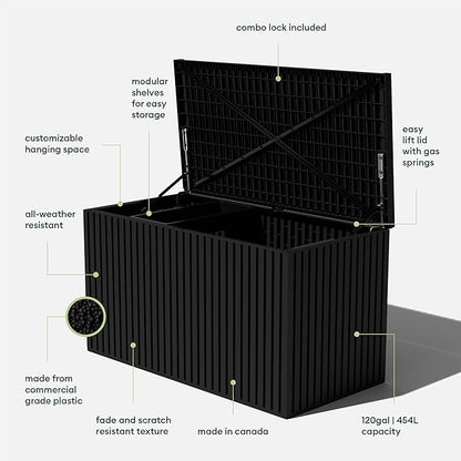 Veradek Everything Deck Box 120 Gallon | Lockable Storage Box and Organization for Patio Furniture, Outdoor Cushions, Throw Pillows, and Garden Tools