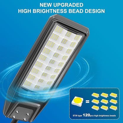 3‑Pack Solar Street Lights Outdoor, 9800W Super Bright LED Solar Powered Street Lamps with Motion Sensor, Dusk to Dawn, IP66 Waterproof for Yard, Garden, Parking Lot, Driveway, Farm