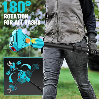 Cordless Pole Pruning Shears Compatible with Makita 18V Battery: 1.5-2 Inch Cutting Diameter Electric Pruning Shears with 2 x 2.0Ah Rechargeable Batteries - 13ft Reach Pole Pruner