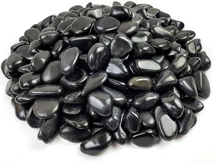 Black Pebbles for Indoor Plants, Natural Polished River Rocks, Small Decorative Stones for Planters Vase Fish Tank Aquariums Landscaping Garden, 2lbs