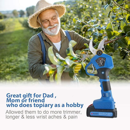 Professional Cordless Electric Pruning Shears with 2 PCS Backup Rechargeable 2Ah Lithium Battery Powered Tree Branch Pruner, 30mm (1.2 Inch) Cutting Diameter, 6-8 Working Hours