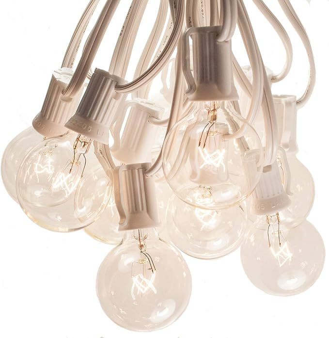 Hometown Evolution, Inc. 10 Foot Globe String Lights (10 Foot, G40 Clear - White Wire - 1.6" 5 Watt Bulbs)