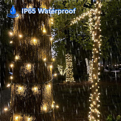 71 FT 140 LED Warm White Christmas Lights Outdoor- 2 Pack M5 LED Christmas Lights Outdoor Waterproof, Warm White Commercial Grade Green Wire, IP:65, UL(70 Counts 35.5ft Per String)