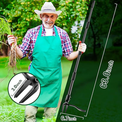 Weed Puller Tool - 63" Stand Up Weeder | 4-Claw Steel Head, 4 Adjustable Lengths | Heavy Duty Detachable Weeding Tool for Lawn/Yard/Garden | No Bending/Kneeling