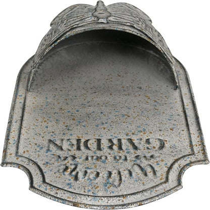 Rustic Metal Wall Planter with Butterfly Design, Welcome to Our Garden Hanging Flower Pot for Outdoor Indoor Decor, Vintage Galvanized Plant Holder for Patio, Porch, Garden