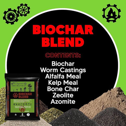 Organic Mechanics Biochar Blend Soil Amendment, 8 qt – Lifetime Amendment with Biochar, Compost, Worm Castings & Micronutrients for Bigger Plants, Higher Yields, and Healthier Soil