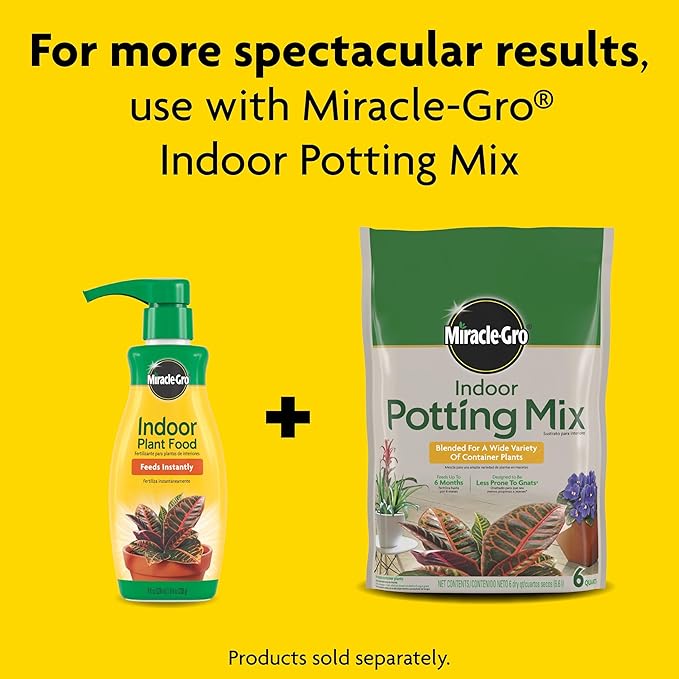 Miracle-Gro Indoor Potting Mix (6 qt.) and Indoor Plant Food (8 oz.) - Bundle for Growing and Fertilizing Houseplants