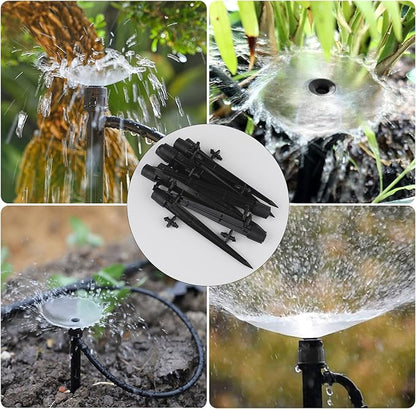 PineHaven 30 Pcs Adjustable Drip Irrigation Emitters,0-20 GPH Micro Sprinkler Head with Stakes,Sprinklers Heads 360 Degree Full Circle Water Flow for Garden,Lawn,Flower Beds Fits 1/4" Tubing ﻿