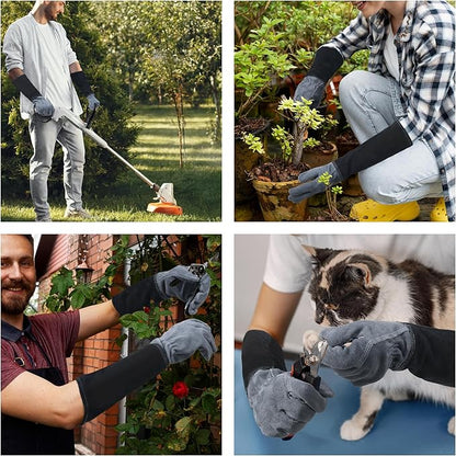 HLDD HANDLANDY Long Gardening Gloves, Leather Thorn Proof Rose Pruning Glove for Men & Women, Great Gift for Gardener