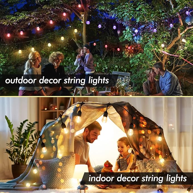 96FT Outdoor String Lights, 30 Shatterproof Edison LED Bulbs, Dimmable RGB Color Changing Patio Lights Waterproof with Remote. for Patio Decor, Garden, Yard,Commercial Use.