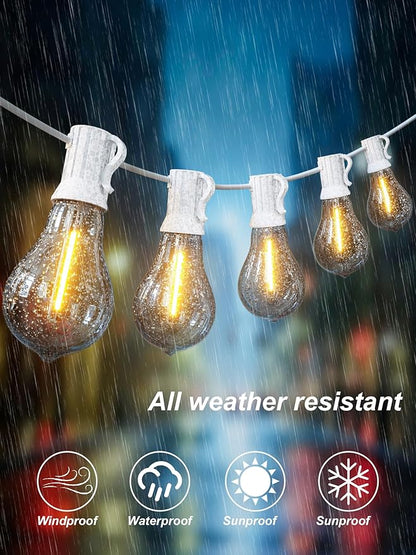 DAMAING Outdoor String Lights 300FT(3x100FT) Waterproof Patio Lights with 156 Shatterproof Dimmable LED Edison Bulbs,Connectable Outdoor Lights for Backyard Party Wedding Outside, 2200K White Cord