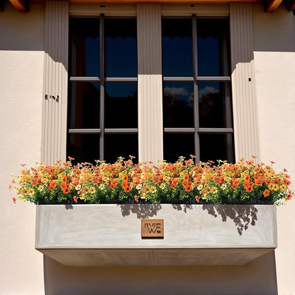 Fake Mums Artificial Fall Flowers with Hanging Baskets Outdoors for Decoration Faux mums for outdoor planters Daisy Flower with Eucalyptus Leaves for Porch Home Patio Balcony and Yard Autumn Decor