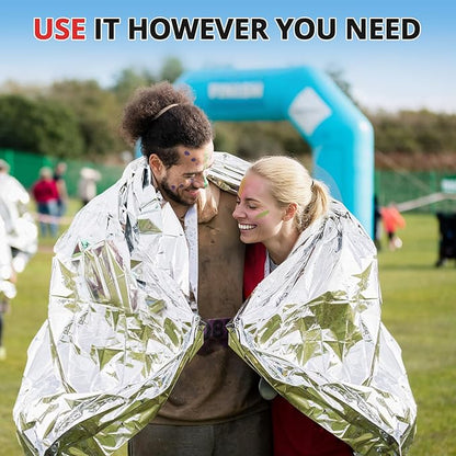 SecuCaptain Survival Emergency Thermal Blankets: 30 Pack Extra Large 84” x63” Space Mylar Blanket Kit for Outdoor Cold Winter Camping Hiking Car Bug Out Bag or First Aid