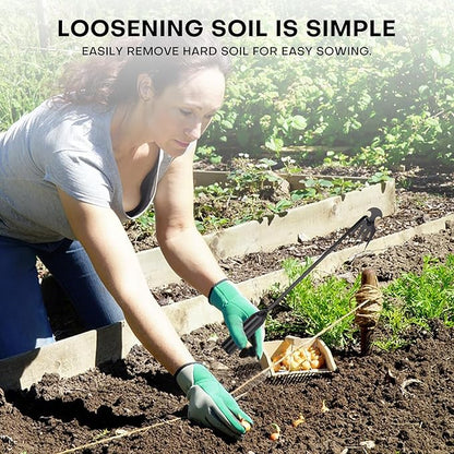 Garden weeding tool 4-tooth manganese steel forged manual weeder Portable root weeding tool Suitable for vegetable gardening backyard farm planting 19.7-inch gardening weeding tool (2-pack)