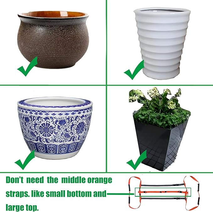 Garden Flower Pots Pot Moving Strap,with Handle,Landscaping Lifting Straps, Move Heavy Flower Pots, Planters, Trees, Rocks,Pot Tool,Up to 200 lbs,Gray Orange,Middle and Small