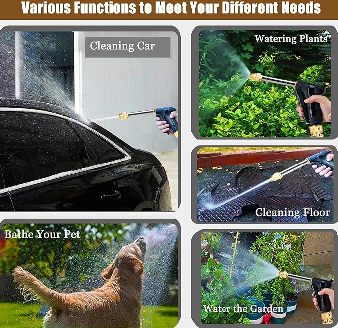 Garden Hose Nozzle, Upgraded Heavy Duty Metal Hose Sprayer Nozzle with Thumb Control, High Pressure Water Nozzle With 3/4" Quick Connect for Watering Plants and Lawn, Washing Cars and Showering Pets