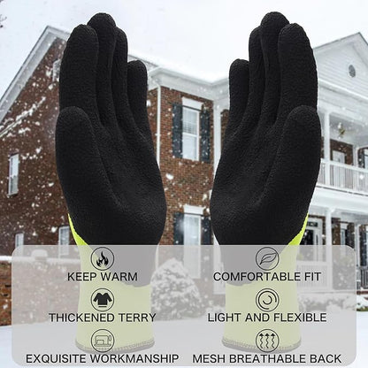 LOCCEF 2 Pairs Winter Work Gloves for Men and Women, Freezer Gloves for Work Below Zero, Thermal Insulated, Super Grip