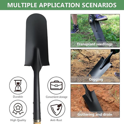 Drain Spade Shovel, Garden Drain Spade, Trenching Shovel, Woode D-Handle, Steel Y-Grip, 45 Inch Spade for Digging Transplanting & Edging