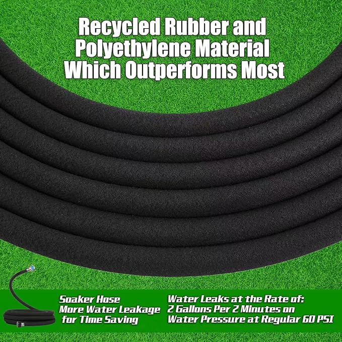 Cuckoo Soaker Hose 5/8" Diameter-Heavy Duty Rubber-Save 70% Water-Great for Garden Flower Beds. (50FT)