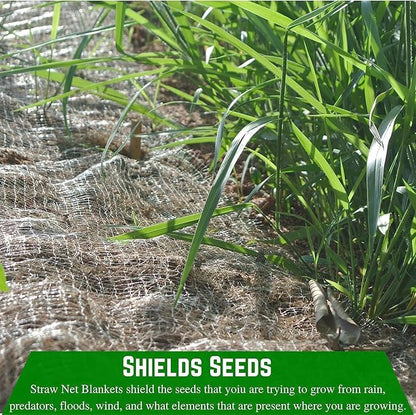 Farm Plastic Supply - Extra Large Straw Erosion Control Blanket - Straw Garden and Landscape Cover, Erosion Control Blanket, Straw Blanket, Erosion Control, Slope Stabilizer (8' x 562.5' - 1 Roll)