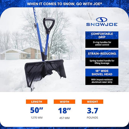 Snow Joe Snow Shovel with 18-Inch Blade and Assist Handle, 3.5 Lbs - Heavy-Duty Lightweight Shoveling Tool for Ice Removal, Shovelution SJ-SHLV01