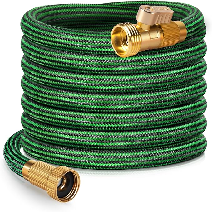 Garden Hose 25 ft NON-EXPANDABLE Water Hose, Flexible & Lightweight Kink Resistant Hybrid Hose, Leak-Proof Heavy Duty, Super Durable Fabric with 3/4" Solid Brass Connectors
