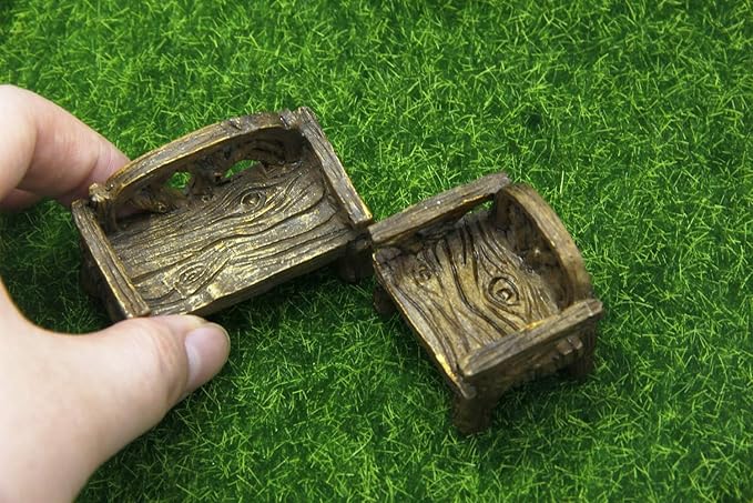 Fiddlehead Fairy Village - Micro Cany Resin Mini Bench & Chair Set Fairy Garden Decor Accessory Fish Tank Decoration