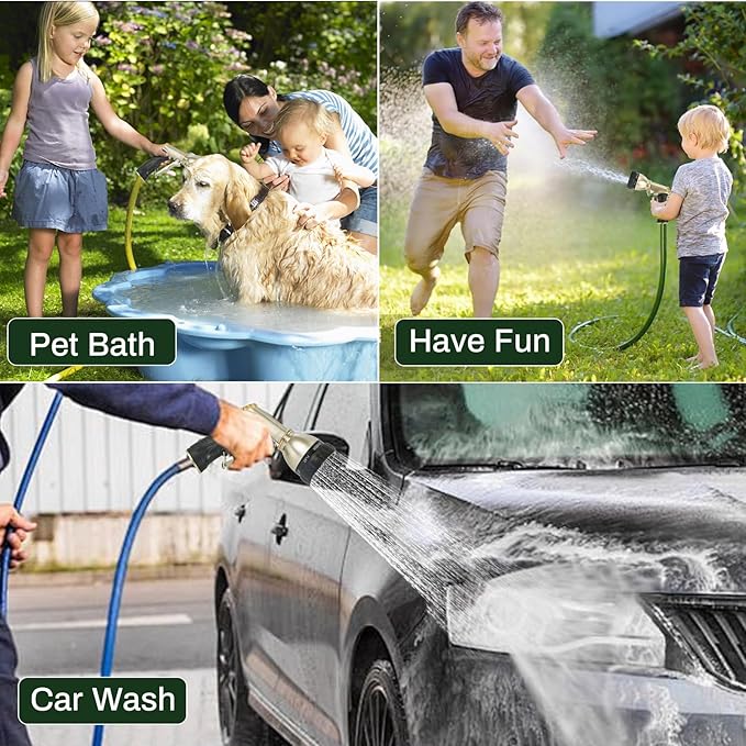 ARXIVE Garden Hose Nozzle,Heavy Duty High Pressure Hand Sprayer,100% Metal Water Hose Sprayer Nozzle with 7 Spray Patterns for Watering Garden,Lawns,Car Washing and Pet Washing