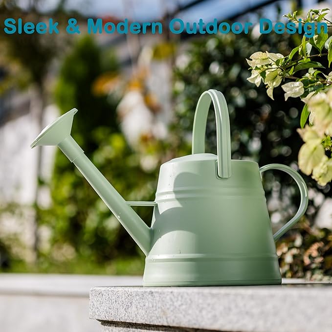 1 Gallon Watering Can Outdoor, Plastic Water Can for Plants with Comfort Grip Handle, Detachable Sprinkler Head