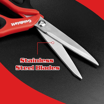 Goldblatt 2PCS Heavy Duty Scissors, Multipurpose Shop Scissors with Stainless Steel Blade and Comfortable Handle, Easy Cutting Cardboard, Wires, Leather, Fabric