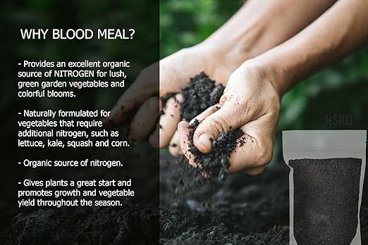 𝐁𝐄𝐒𝐓𝐒𝐄𝐋𝐋𝐄𝐑 Organic Blood Meal Fertilizer by Gardenera - 12-0-0 NPK - All-Natural Plant Food Source of Nitrogen for Organic Gardening, Flowers, Vegetables, Trees & Shrubs [16 OZ]