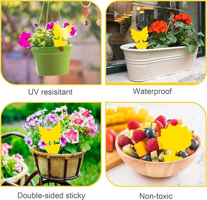 Fruit Fly Traps, 100 Pack Yellow Sticky Traps, Fungus Gnat Traps, Plant Fly Stickers for Indoor and Outdoor Use Protect The Plant