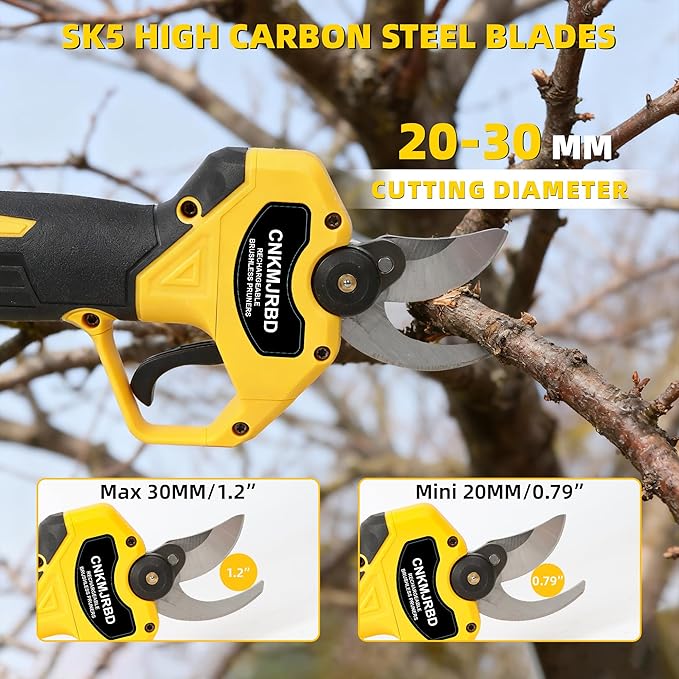 Pruning Shears Compatible with Dewalt 20V Battery, Brushless Cordless Pruning Shears with LCD Display and SK5 Blades, 0.8-1.2 Inches Cutting Diameter, for Branch Trimming (Battery Not Included)