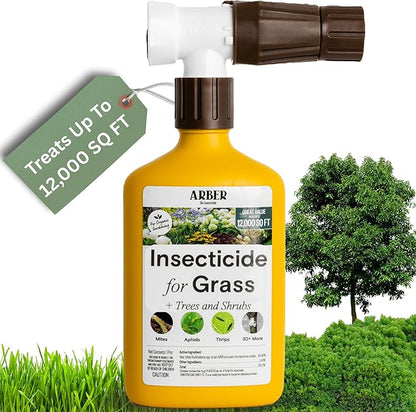 Organic Insecticide for Lawns, Trees & Shrubs – 16oz Ready-to-Spray Hose-End – Kills Grubs, Armyworms, Chinch Bugs & Beetles – Gentle on Grass, Bee-Safe, Kid & Pet Friendly – Outdoor Yard Pest Control