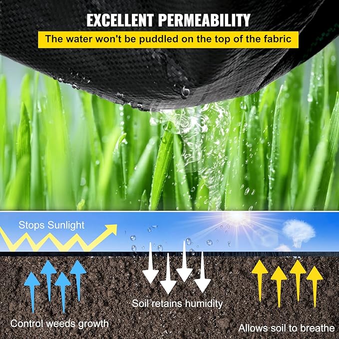 Happybuy 3FTx300FT Weed Barrier Landscape Fabric Heavy Duty 3.2OZ, Woven Weed Blocker Gardening Mat, Garden Weed Control Fabric, Geotextile Drainage Fabric, Driveway Fabric Landscaping Ground Cover