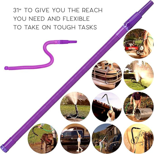 Bernini FlexEnd Garden Wand, Flexible Hose Sprayer with Fireman Nozzle for Versatile Watering and Cleaning - 31" Reach, Purple