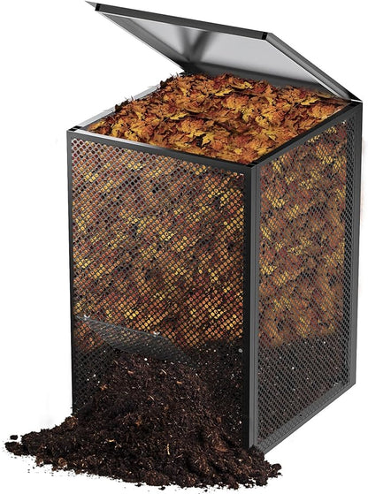 Compost Bin Outdoor - Large 93-Gal Galvanized Steel Perforated Sheet Compost Bucket with Rust-Proof Coating, Heavy-Duty & Easy Assembly, Fast Creation of Fertile Soil, for Garden, Kitchen & Yard Waste