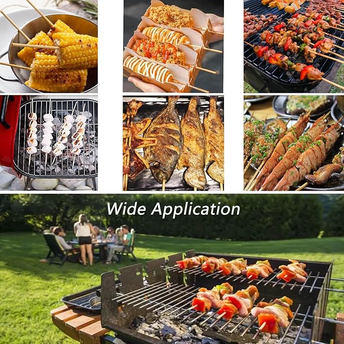 Acrux7 500 PCS 16 Inch Natural Bamboo Skewers, 1/6 Inch (4mm) Thick Smores Sticks Marshmallow Roasting Sticks, Long Bamboo Skewers for Kabobs, Appetizers, Fruit, Grilling, Barbecue, Crafts