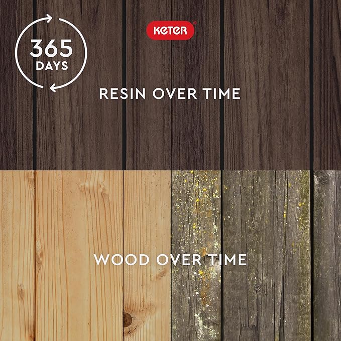 Keter Signature Conic 28.5 Inch Tall Round Large Wood Look Planter for Indoor or Outdoor Flower Pot Ideal for Patio Deck and Front Porch Decor, Rosewood