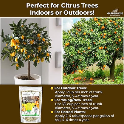 Professional Citrus Fertilizer + Vital Micronutrients; Perfect Balanced NPK for All Citrus; for Indoor and Outdoor Plants; Orange, Lime, Avocado and Lemon Tree Fertilizer (2 QUARTS)
