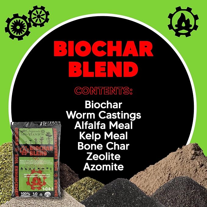 Organic Mechanics Biochar Blend Soil Amendment – 1 Cu Ft – Lifetime Amendment with Biochar, Compost, Worm Castings & Micronutrients for Bigger Plants, Higher Yields, and Healthier Soil