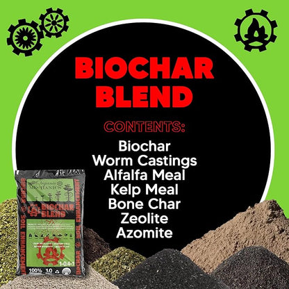 Organic Mechanics Biochar Blend Soil Amendment – 1 Cu Ft – Lifetime Amendment with Biochar, Compost, Worm Castings & Micronutrients for Bigger Plants, Higher Yields, and Healthier Soil